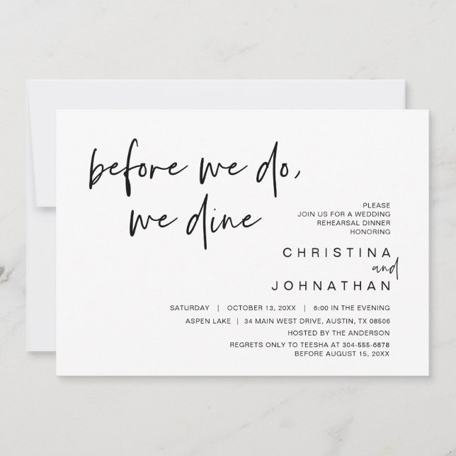 Wedding Rehearsal Dinner, Before We Do, We Dine Invitation (Front)