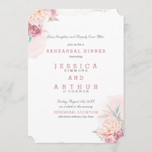 Wedding Rehearsal Dinner   Blush and Blooms Invitation