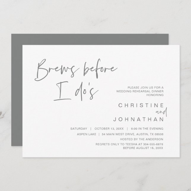 Wedding Rehearsal Dinner, Brew Before I Do's Invit Invitation (Front/Back)