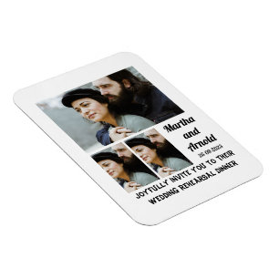 Wedding Rehearsal Dinner custom 3 Photo Collage   Magnet