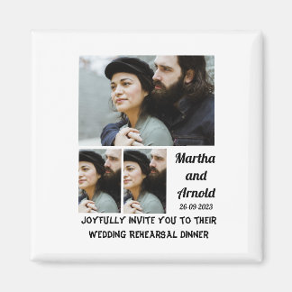 Wedding Rehearsal Dinner custom 3 Photo Collage Magnet