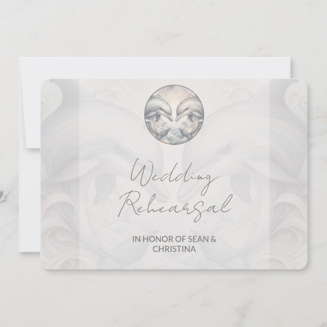 Wedding Rehearsal Dinner Invitation Dolphin Theme (Front)