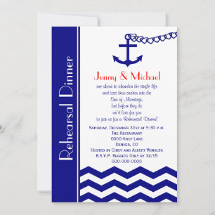 Wedding Rehearsal Dinner Invitation Nautical Navy