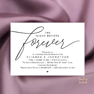 Wedding Rehearsal Dinner, Modern Elegant Script Invitation