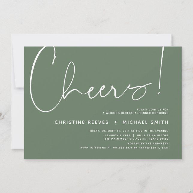 Wedding Rehearsal Dinner, Modern Minimalist Theme Invitation (Front)
