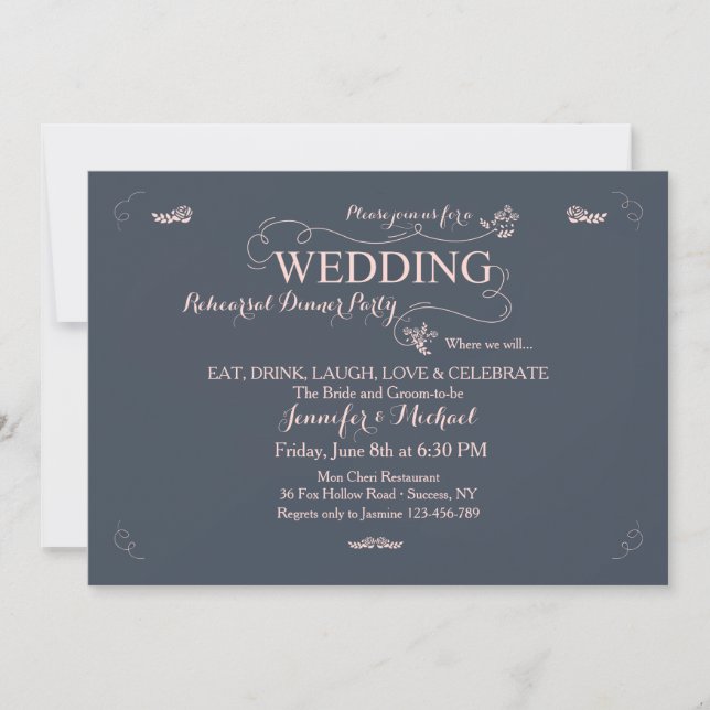 Wedding Rehearsal Dinner Party Invitation (Front)