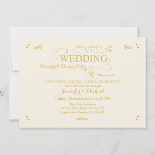 Wedding Rehearsal Dinner Party Invitation Cr/Gold