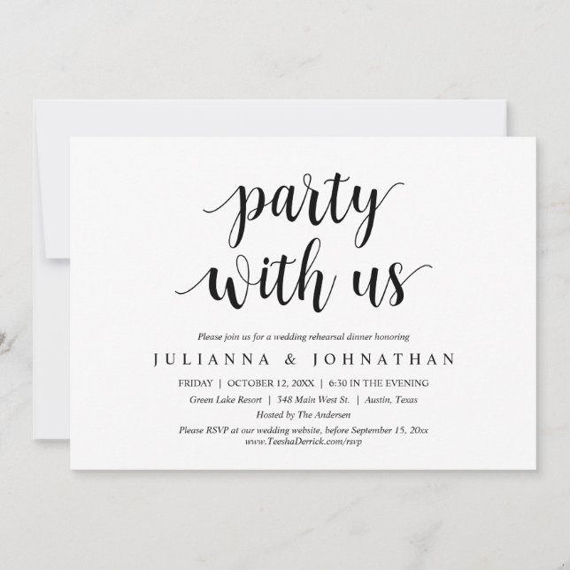 Wedding Rehearsal Dinner Party with us Invitation (Front)