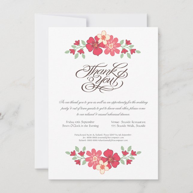 Wedding Rehearsal Dinner Rustic Floral Flowers Invitation (Front)