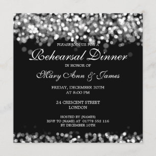 Wedding Rehearsal Dinner Silver Lights Invitation