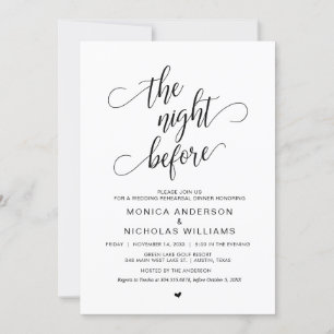 Wedding Rehearsal Dinner, Simple Classy Black, Invitation