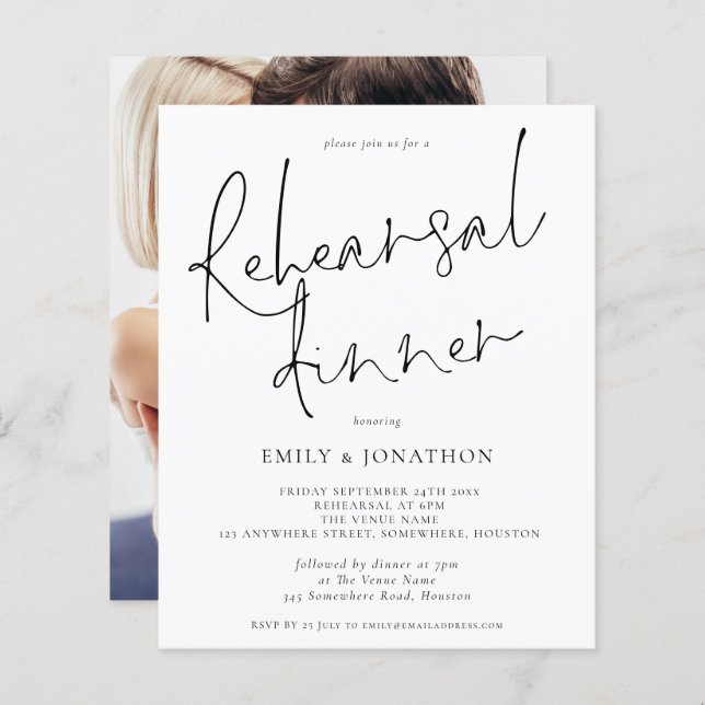 Wedding Rehearsal Dinner with Picture Invitation (Front/Back)