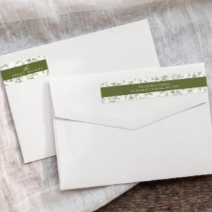 Wedding Rehearsal Olive Green Vintage Floral Wrap Around Label