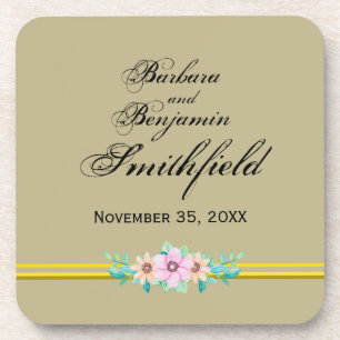 Wedding Remembrance Floral - Personalize Coaster