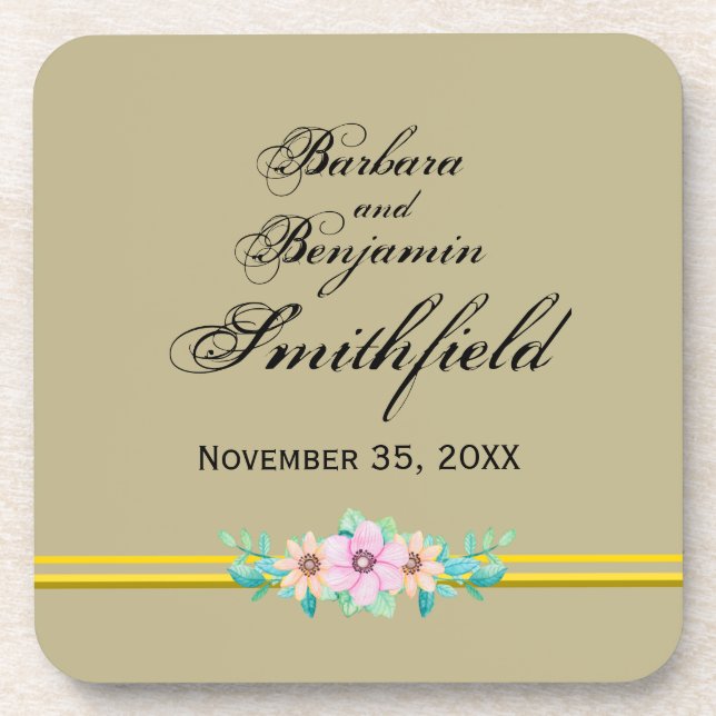 Wedding Remembrance Floral - Personalize Coaster (Front)
