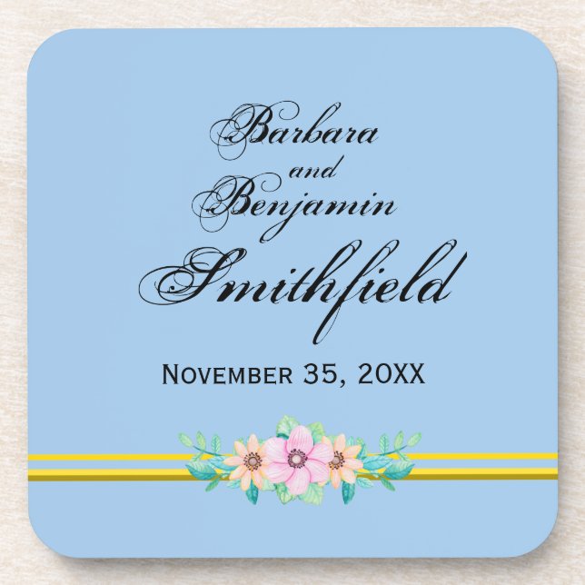Wedding Remembrance Floral - Personalize Coaster (Front)