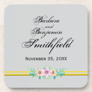 Wedding Remembrance Floral - Personalize Coaster