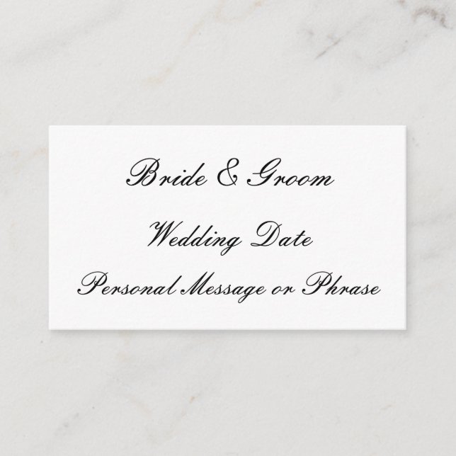 Wedding Reminder Insert for Invitations or Favours (Front)
