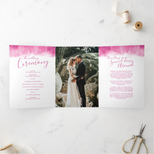 Wedding renewal ceremony modern abstract art red Tri-Fold programme