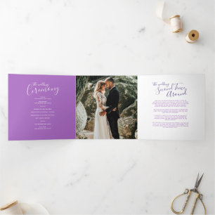 Wedding renewal ceremony program purple program Tri-Fold programme