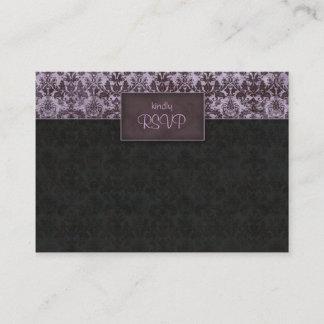Wedding reply card damask purple black