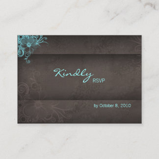 Wedding reply card turquoise blue brown