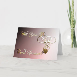 Wedding request Cord Sponsor doves wedding party Thank You Card