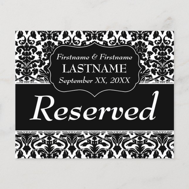 Wedding Reserved - Black and White Table Number (Front)