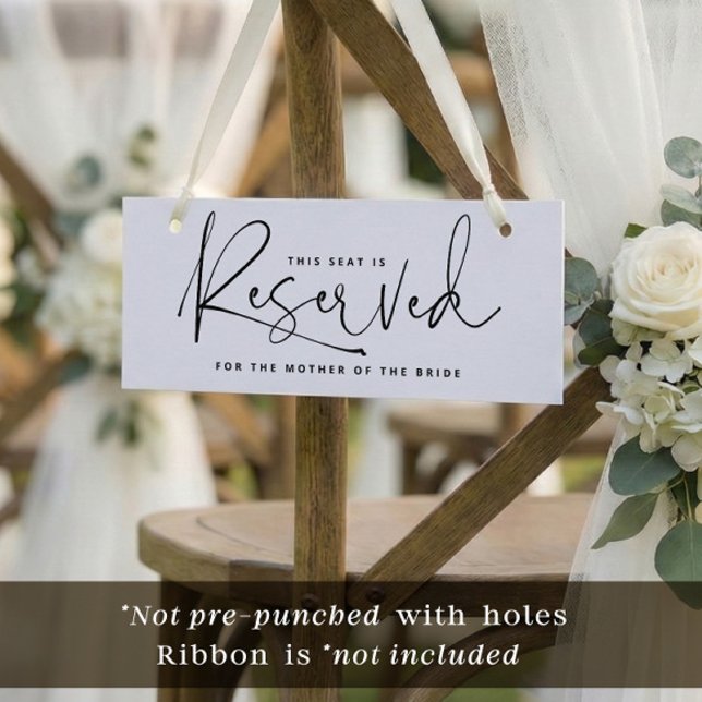Wedding Reserved Sign Minimalist Script Card (Modern handwriting wedding reserved cards to hang on chairs or pews)