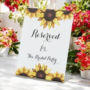 Wedding Reserved Yellow White Sunflower Pedestal Sign