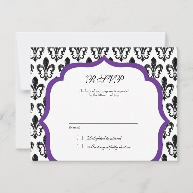 Wedding Response Card | New Orleans | Purple (Front)