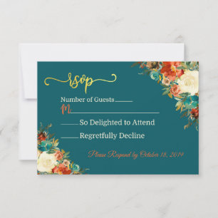 Wedding Response Card - Teal & Orange