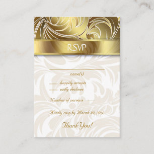 Wedding Response Cards Floral Leaf Gold