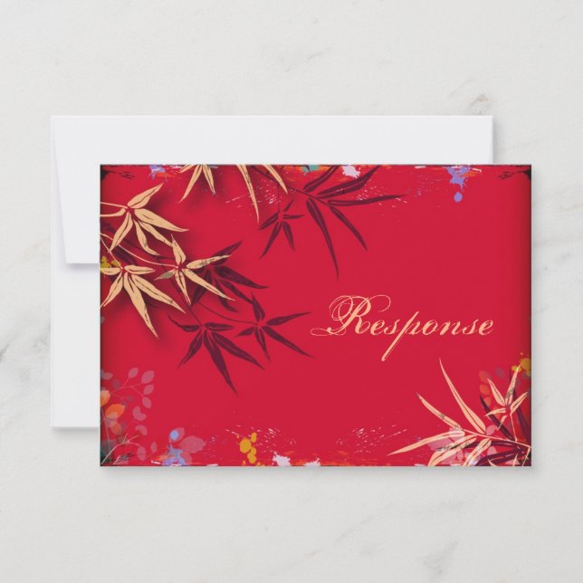 Wedding Response RSVP Card - Bright Asian Bamboo (Front)