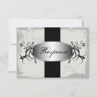 Wedding Response RSVP Card Diamond Black White