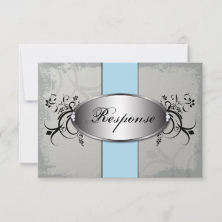 Wedding Response RSVP Card Light Blue Slate Grey