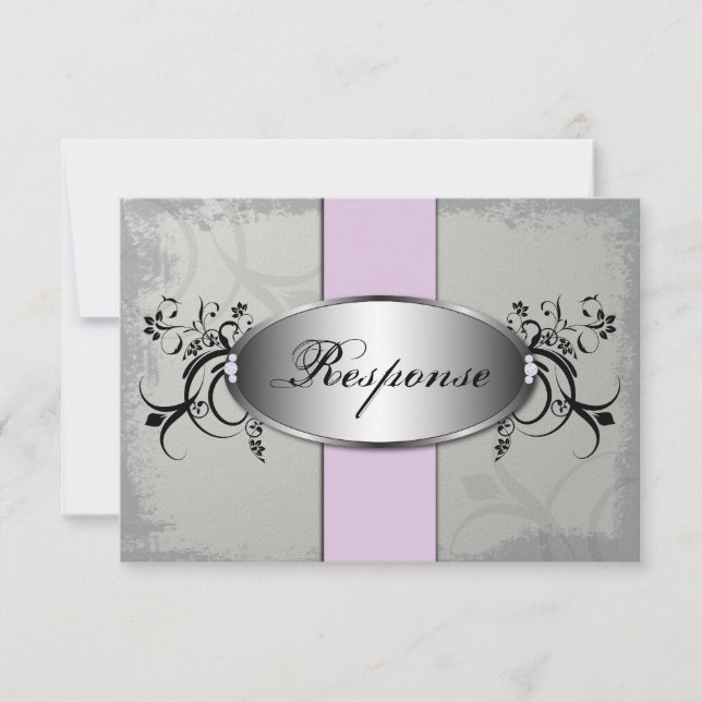 Wedding Response RSVP Card Light Purple Slate Grey (Front)