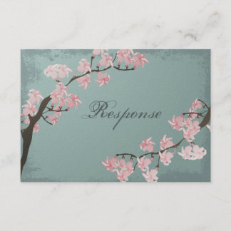 Wedding Response RSVP Card - Pink Cherry Blossom