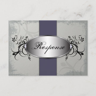 Wedding Response RSVP Card - Purple Slate Grey