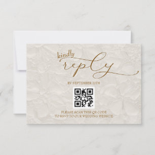 Wedding Retro Simple Beige QR RSVP Card