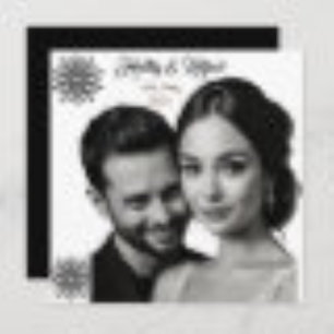 wedding retro style black and white photo invitation
