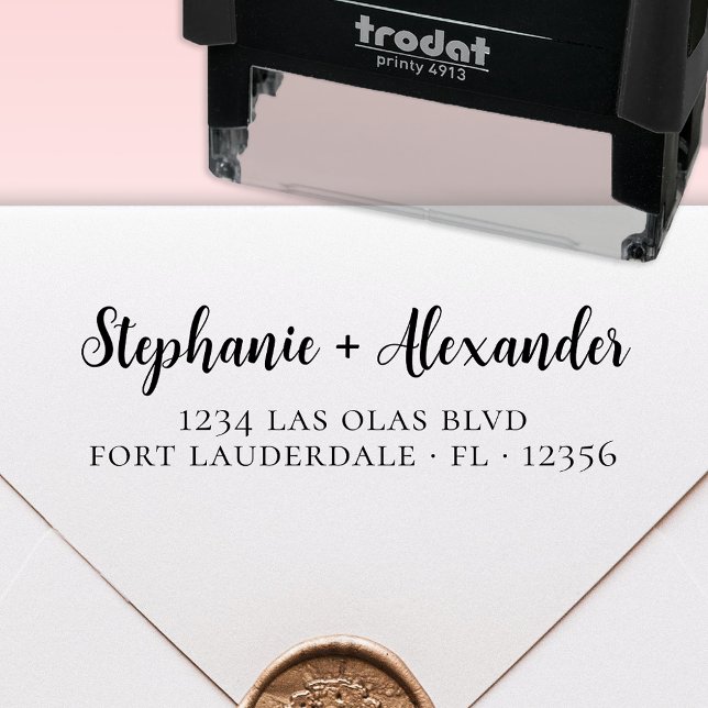 Wedding Return Address Elegant Script  Self-inking Stamp (Creator Uploaded)