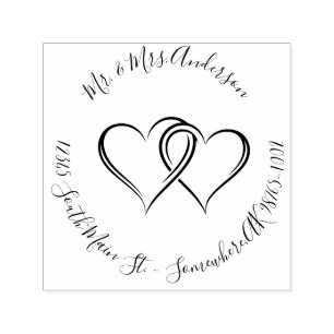 Wedding Return Address Hearts Names Self-inking Stamp