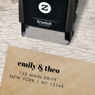 Wedding Return Address   Informal Modern Retro Self-inking Stamp
