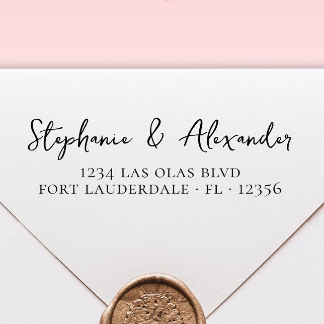 Wedding Return Address Modern Handwritten Script Self-inking Stamp (Creator Uploaded)