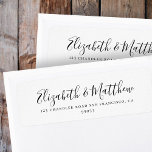 Wedding Return Address Modern Minimalist Chic<br><div class="desc">Composed of serif and playful cursive script typography. All against a backdrop of pure white. These elements are simple,  modern,  minimalist and light. 

This is designed by White Paper Birch Co. exclusive for Zazzle.

Available here:
http://www.zazzle.com/whitepaperbirch</div>
