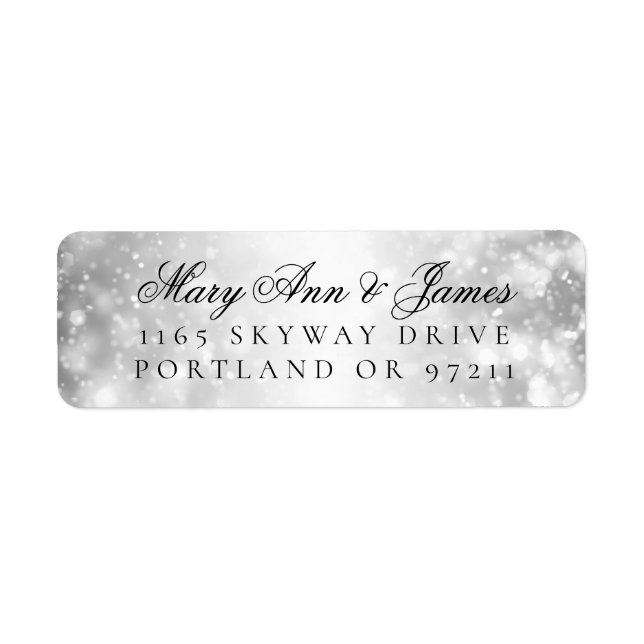 Wedding Return Address Silver Shimmer Lights (Front)