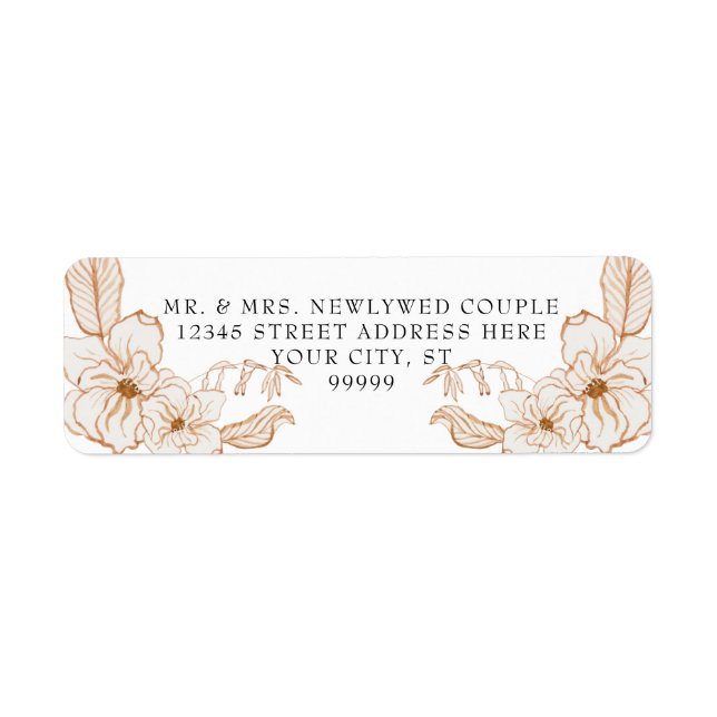 Wedding Return Address Terra Cotta Pink Floral Art (Front)