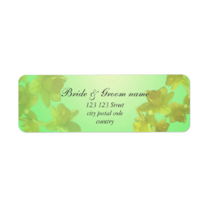 wedding return address, yellow tulip flowers