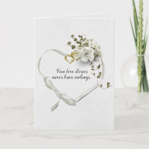 Wedding Ribbon and Gold Heart Rings Card